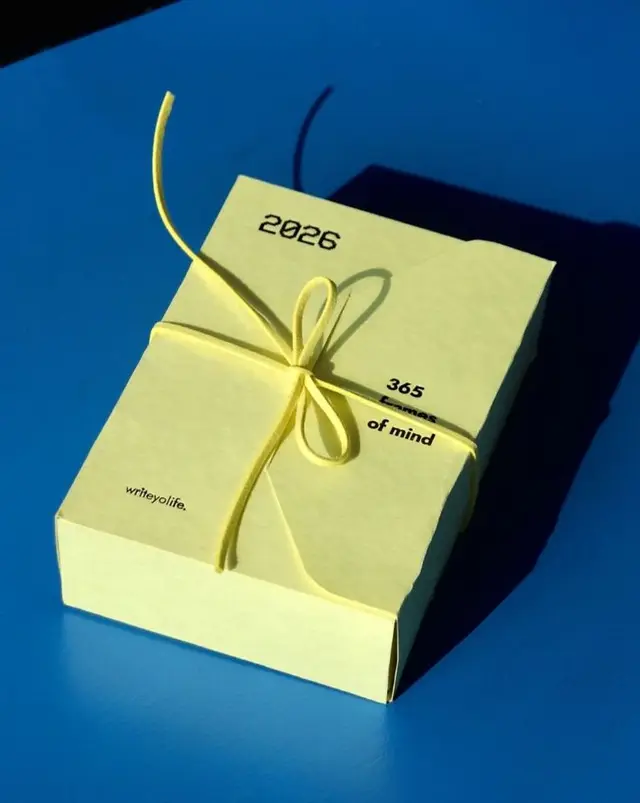 2026 Yellow Desk Calendar Box Tied with Yellow Cord