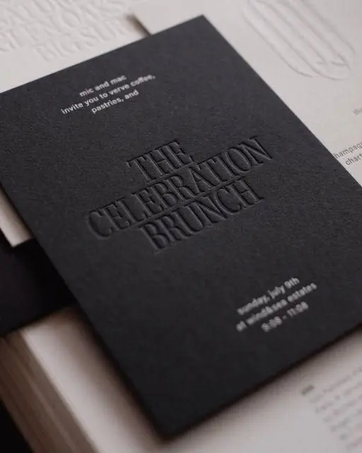 Black Blind-Embossed 'THE CELEBRATION BRUNCH' Invitation