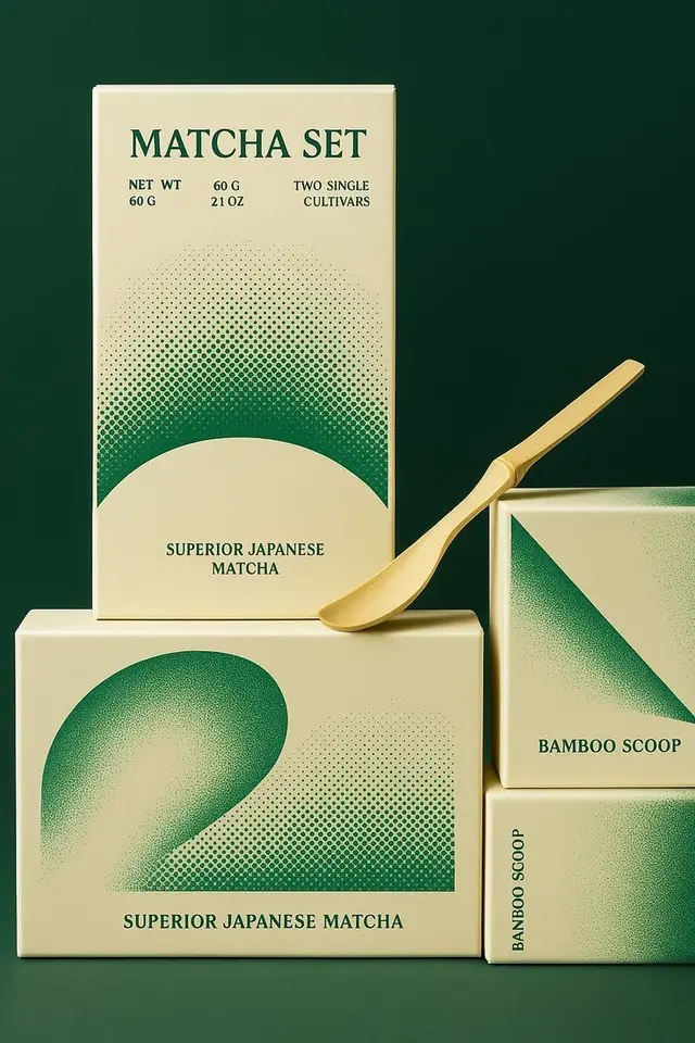 Matcha Set — Superior Japanese Matcha packaging with bamboo scoop