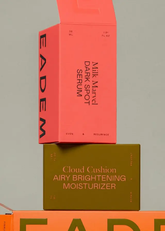 Stacked skincare boxes: Milk Marvel Dark Spot Serum & Cloud Cushion Moisturizer
