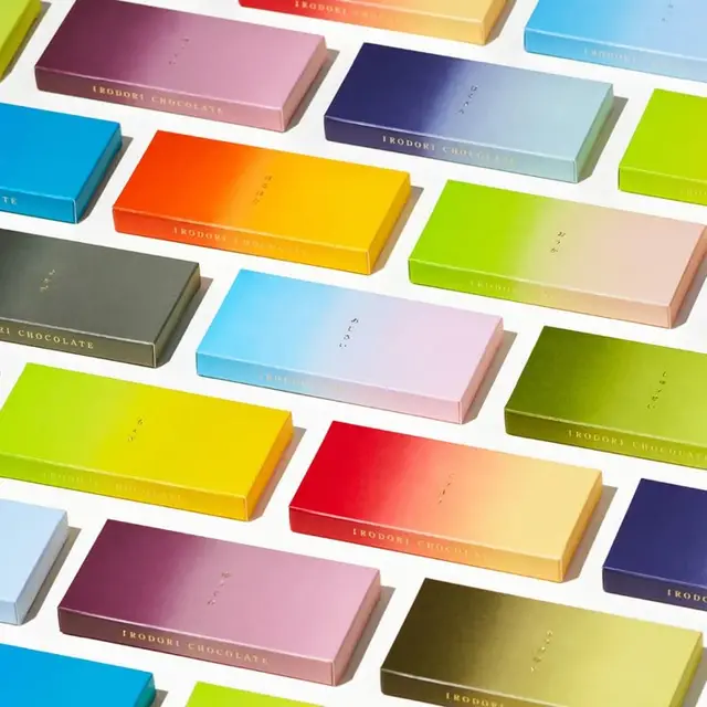 IRODORI CHOCOLATE gradient gift box packaging — multicolor rectangular set