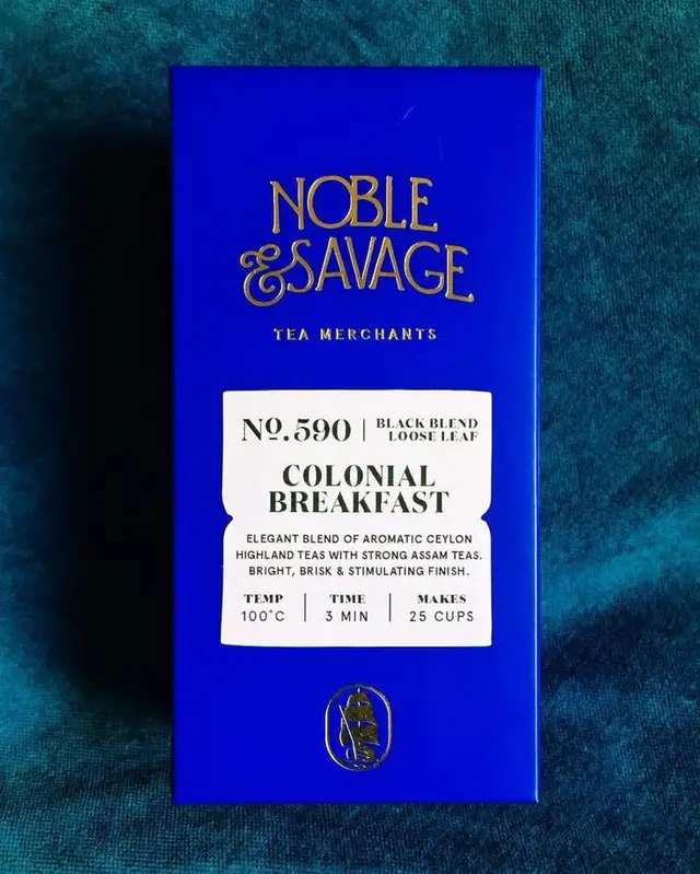 Noble & Savage 'Colonial Breakfast' cobalt-blue tea box
