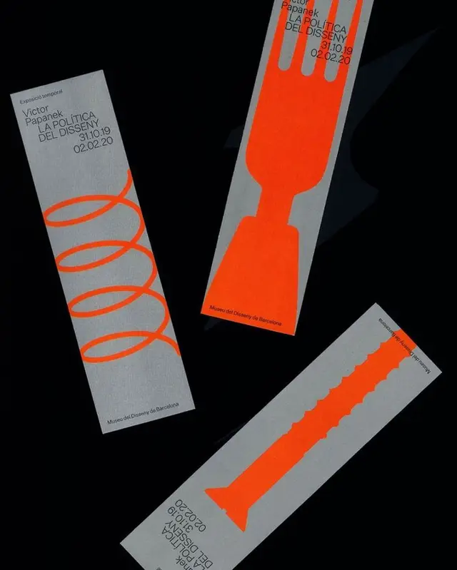 Víctor Papanek — “La Política del Disseny” exhibition bookmarks, Museu del Disseny de BCN,