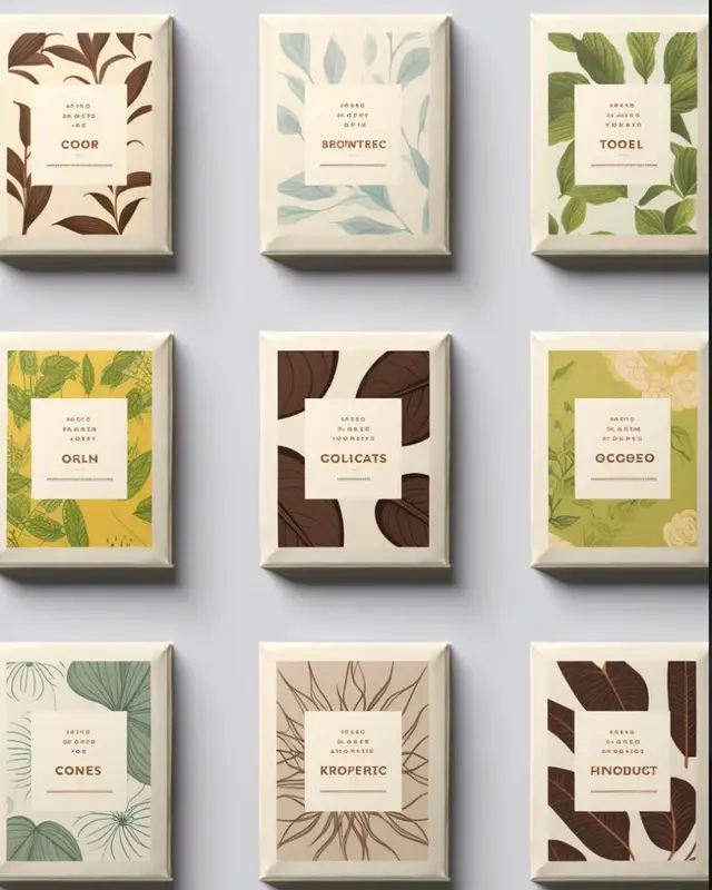Botanical-pattern soap boxes — 3x3 grid packaging mockup