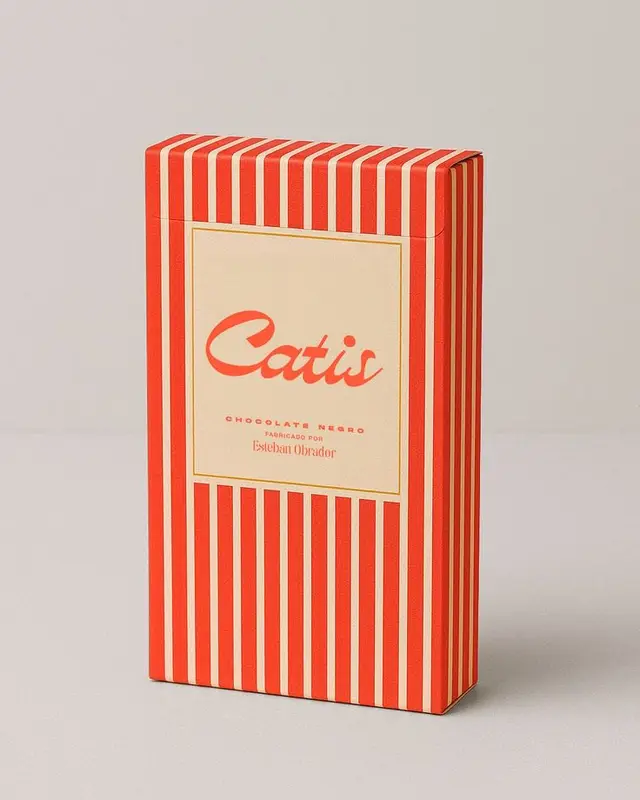 Catis Chocolate Negro — red & cream striped packaging