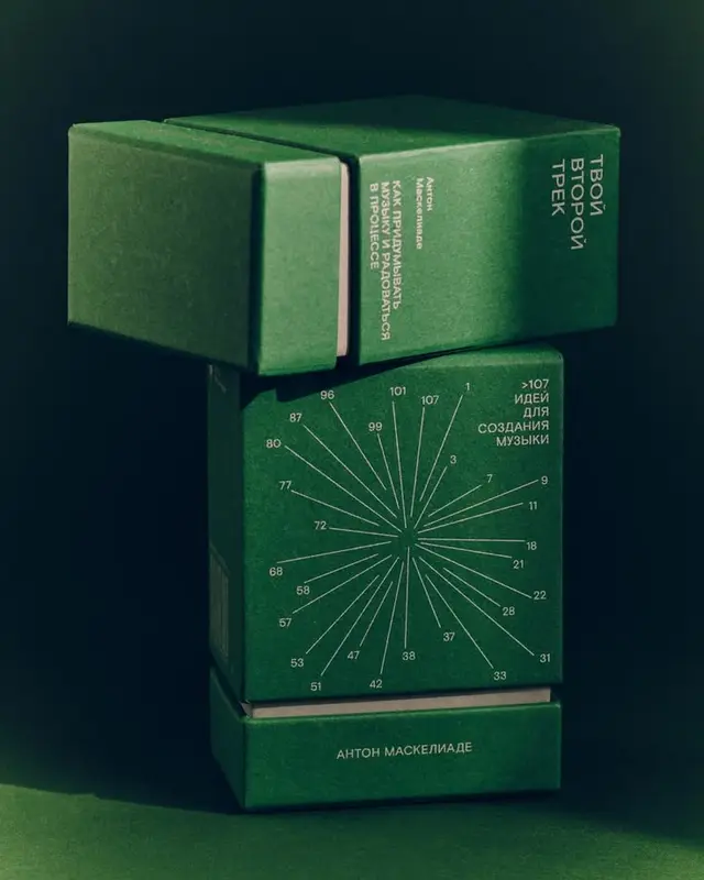 Forest-green boxed set with radial numbered diagram — Russian music idea deck
