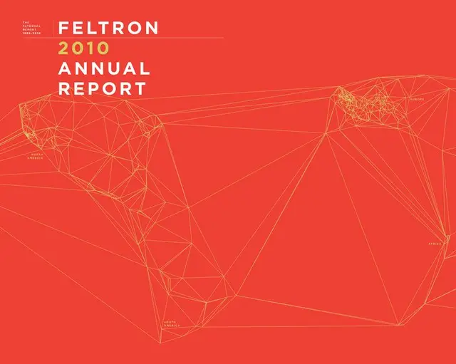 Feltron 2010 Annual Report — red cover with yellow wireframe world map