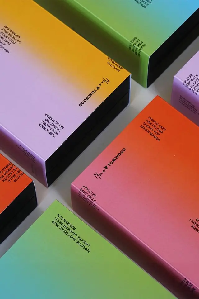 TOMWOOD gradient gift boxes — colorful slipcase packaging