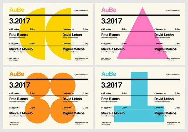 AuBe concert posters — March 2017 geometric series