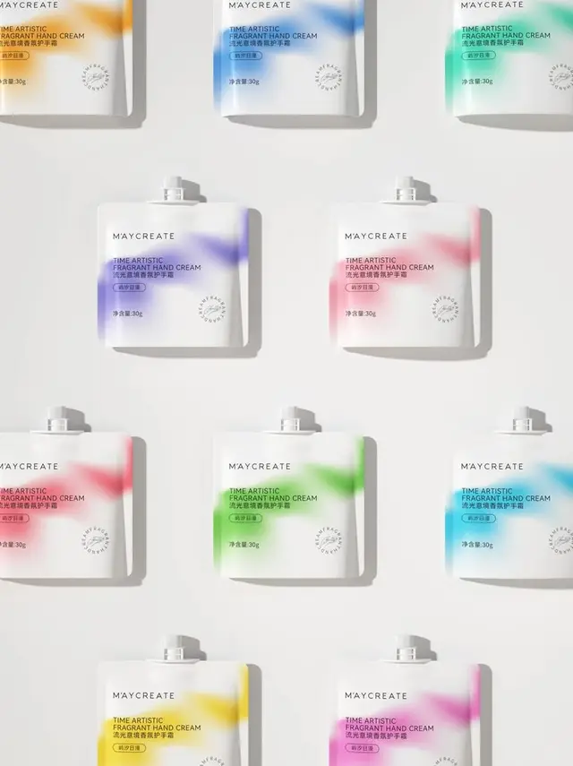 M'AYCREATE pastel watercolor hand cream pouch product grid