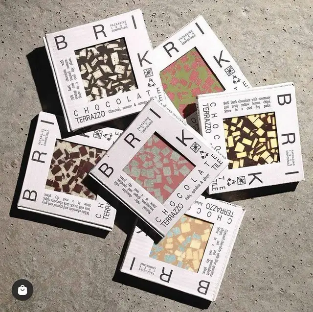 Terrazzo Chocolate Bars — White Windowed Boxes (Flat-lay)