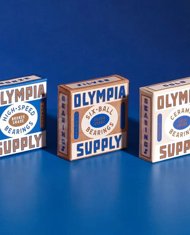 Olympia Supply vintage-style bearing boxes — Bronze, Silver, Gold