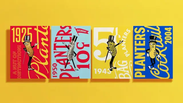Four Retro Planters Posters with Mr. Peanut