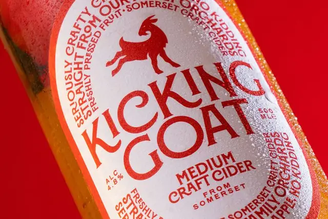 Kicking Goat — close-up of medium craft cider bottle label