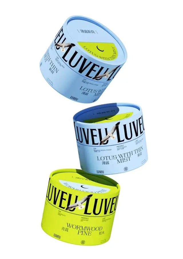 LUVEU cylindrical fragrance tins — Lotus With Thin Mist & Wormwood Pine