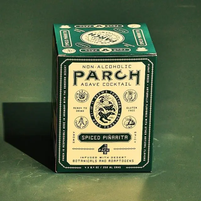 PARCH Spiced Piñarita — green boxed non-alcoholic agave cocktail packaging