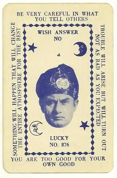 Vintage printed fortune card with turbaned portrait — Lucky No. 876