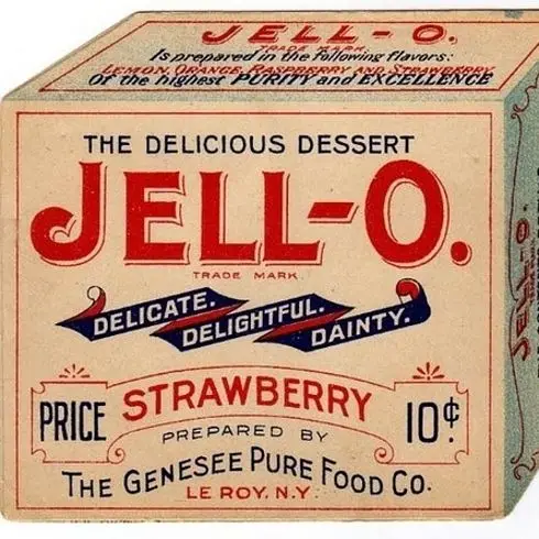 Vintage Jell-O strawberry box — The Genesee Pure Food Co., Le Roy, N.Y.