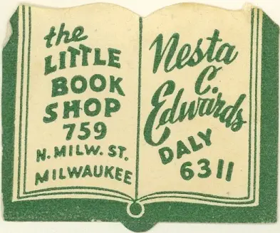 Vintage matchbook label: The Little Book Shop, Milwaukee