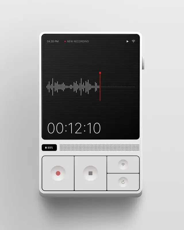 Minimal white digital voice recorder mockup