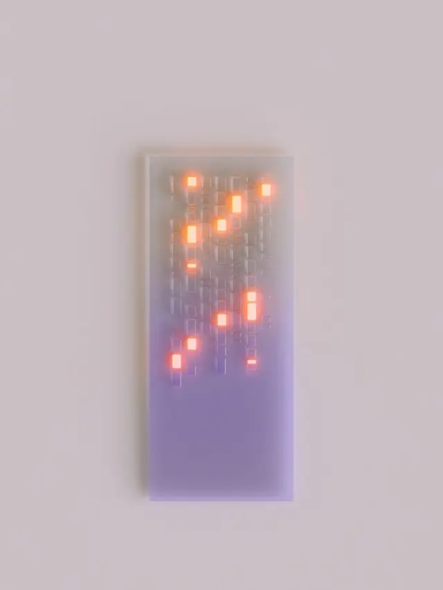 Frosted acrylic LED wall panel with orange micro-LED grid