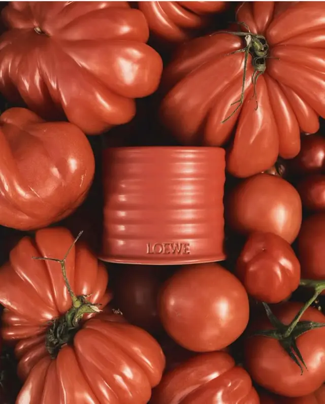 LOEWE ribbed leather cuff styled with heirloom tomatoes