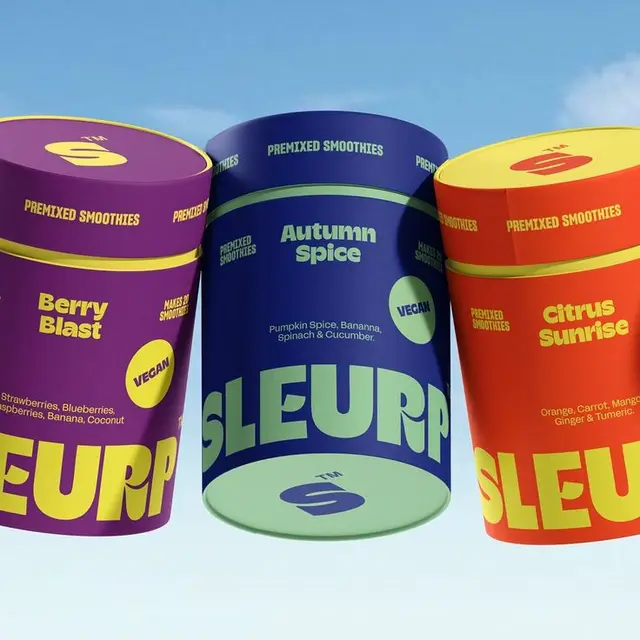 SLEURP premixed smoothie tubs — Berry Blast, Autumn Spice, Citrus Sunrise
