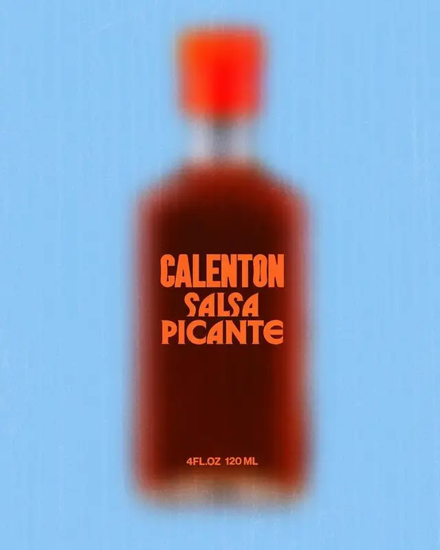 Calenton Salsa Picante — Minimal hot sauce bottle artwork