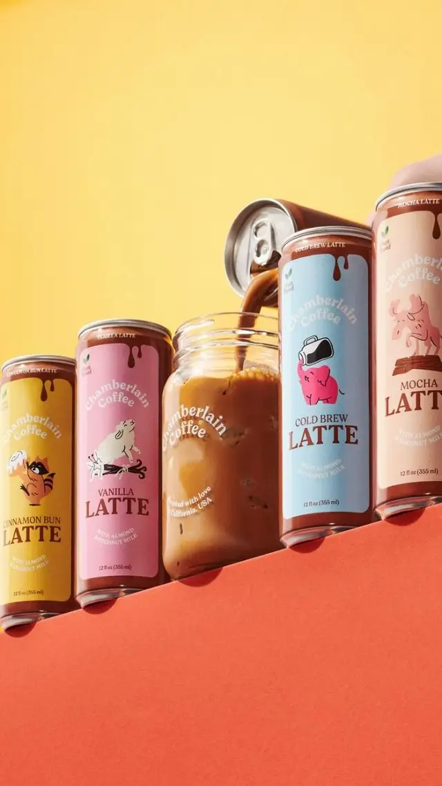 Chamberlain Coffee canned lattes — Cinnamon Bun, Vanilla, Cold Brew, Mocha