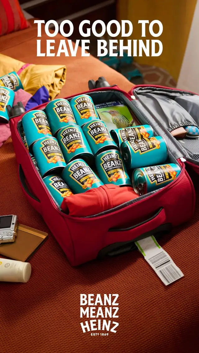 Heinz Beanz suitcase ad — "Too Good To Leave Behind"