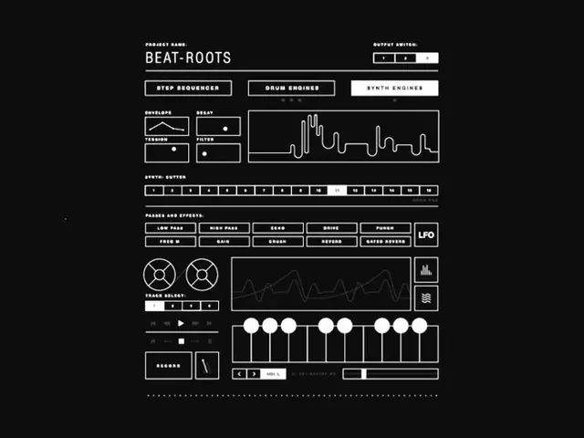 BEAT-ROOTS — Monochrome Step‑Sequencer UI Mockup