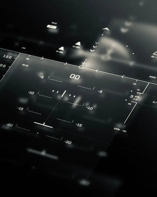 Monochrome Tactical HUD Interface — Aircraft Reticle Mockup