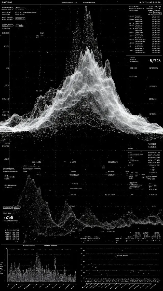 Monochrome Point-Cloud Waveform — Data Topography Poster