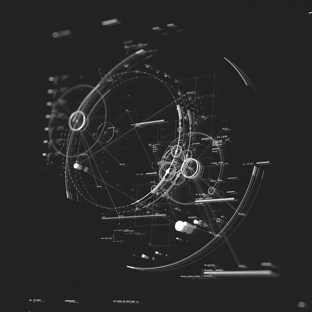 Monochrome Futuristic HUD — Concentric Data Rings