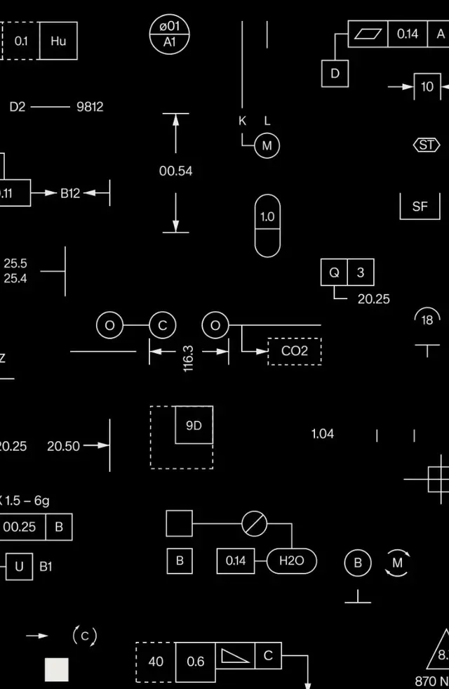 Monochrome CAD-style instrumentation schematic with CO2 and H2O labels