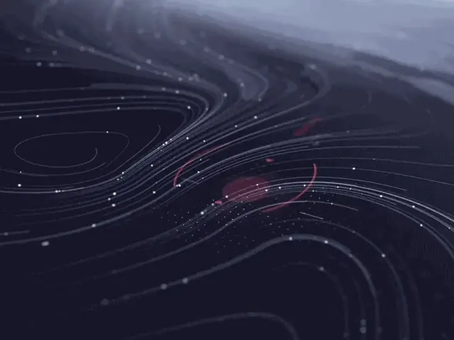 Dark topographic data flow — generative lines with pink accent