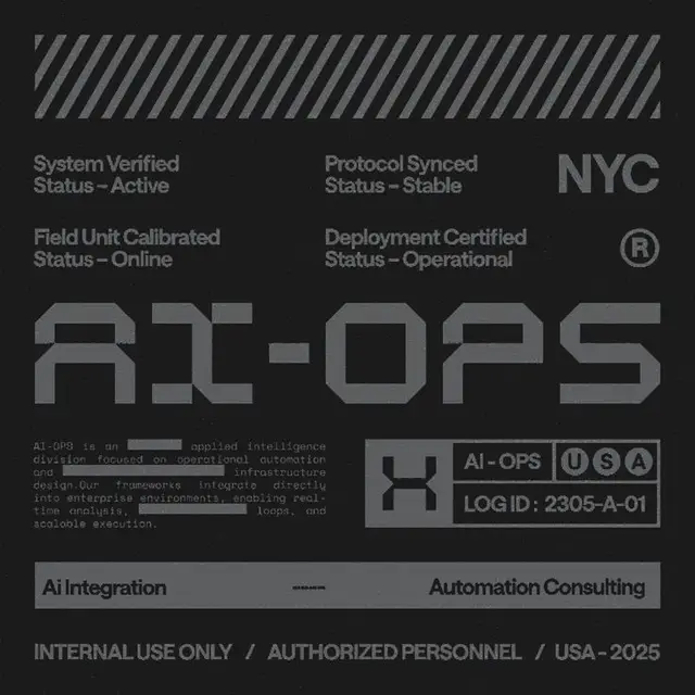 AI-OPS Tactical ID Poster — NYC / USA — Internal Use