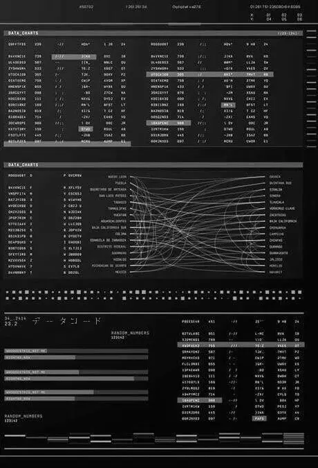 Monochrome Data Dashboard — Tables, Sankey Flow, Bar Charts