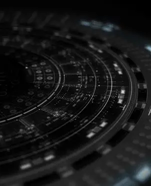 Concentric Circular PCB with SMD Components — Futuristic 3D Render