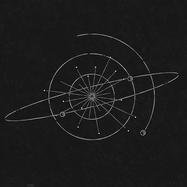 White Chalk Orbital Diagram on Textured Black Background