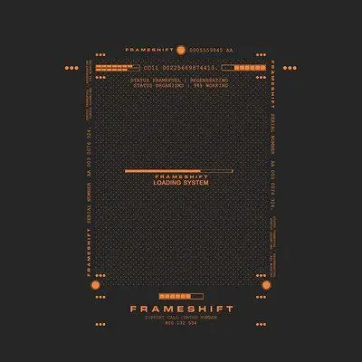 Orange Dot‑Matrix HUD Poster — "FRAMESHIFT" Loading System