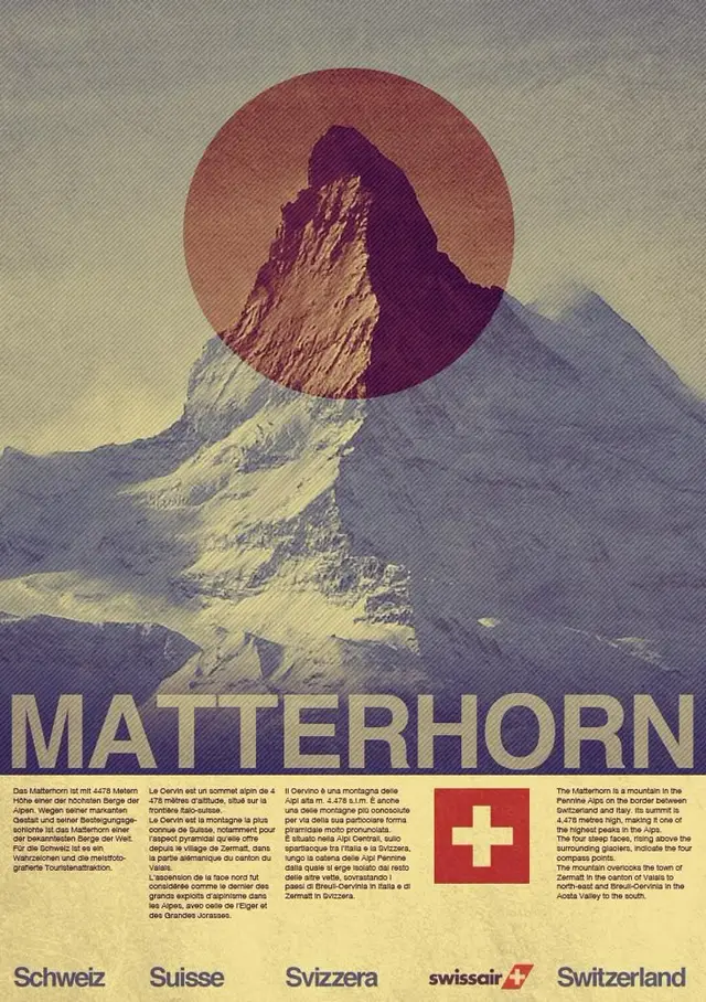 Vintage Swissair travel poster — Matterhorn