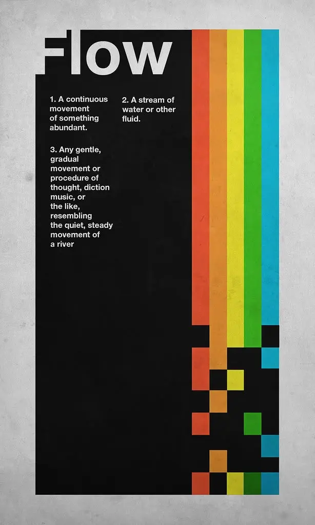 Flow — minimal definition poster with rainbow vertical bars