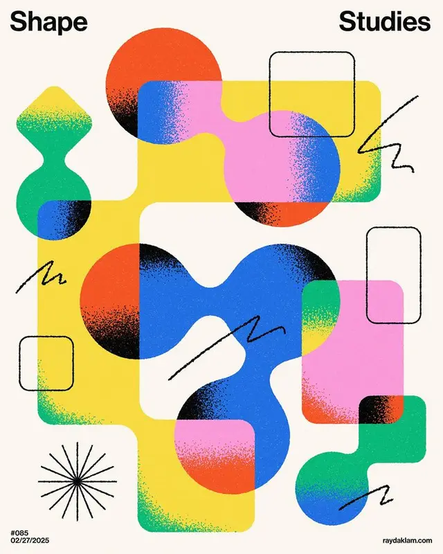 Shape Studies — Colorful Halftone Geometric Poster