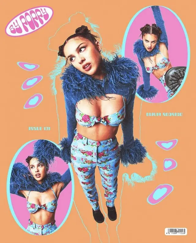 BY POPPY — Floral bra and high-waist pants editorial with blue feather shrug (magazine‑sty
