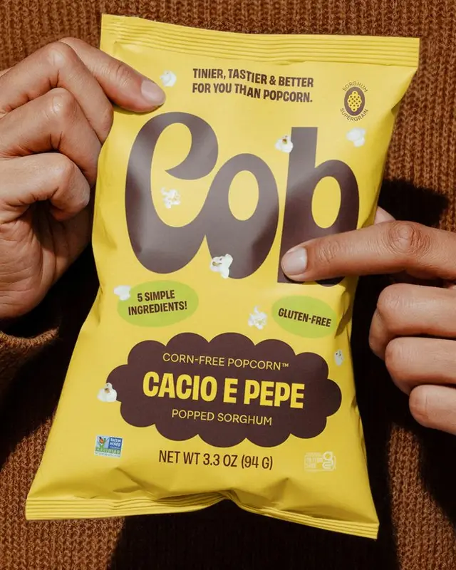 Cob Cacio e Pepe Popped Sorghum — Yellow Snack Bag (3.3 oz)