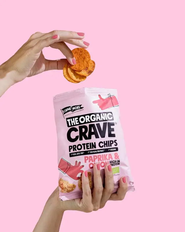 The Organic Crave — Paprika & Onion protein chips product shot