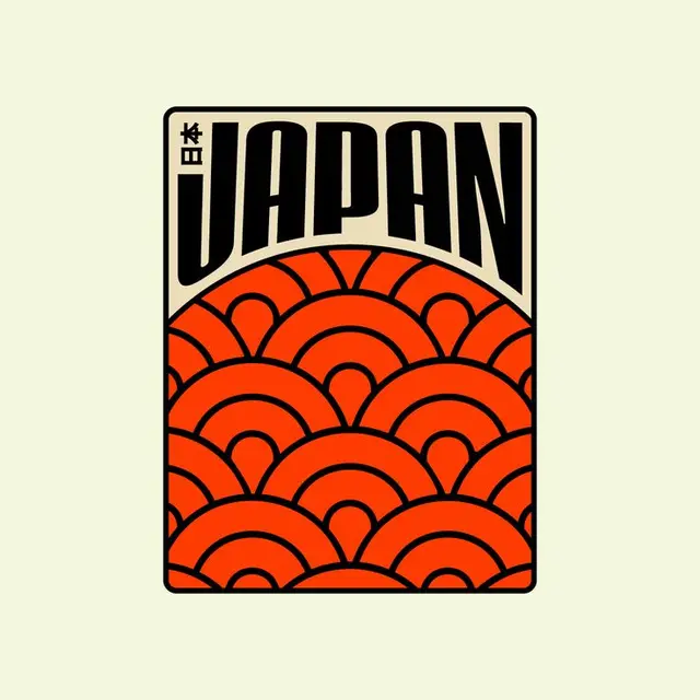 JAPAN seigaiha wave poster — retro travel graphic