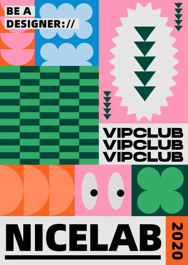 NICELAB 2020 — colorful modular poster with geometric patterns