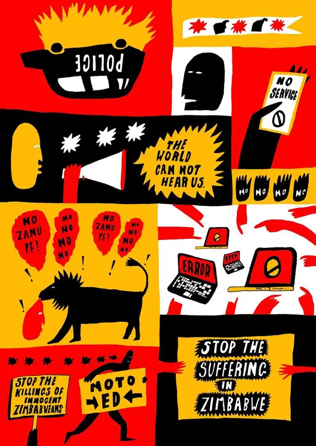 Stop the Suffering in Zimbabwe — Bold Protest Poster Collage